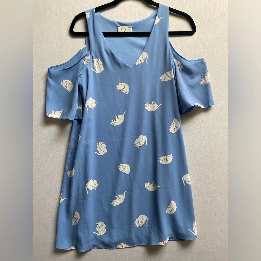 Everly Peek-A-Boo Cold Shoulder Rolling Cat Mini Dress